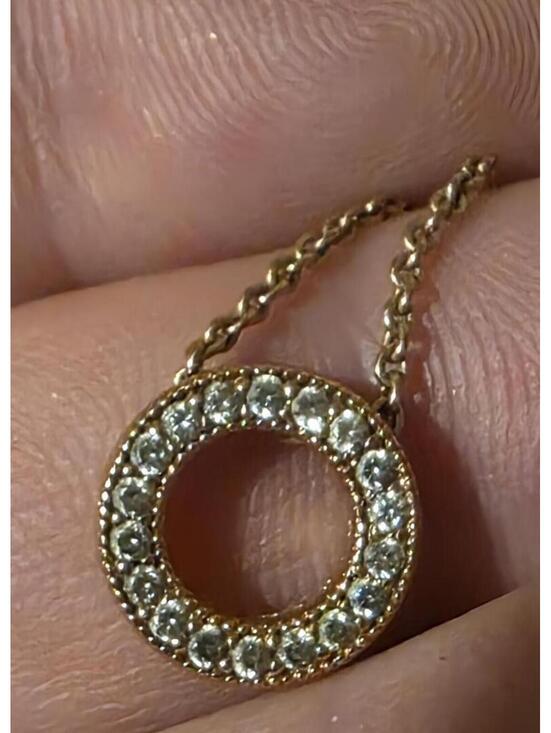 Pandora Ale Mei Rose Gold Plated 925 Circle Pendant Necklace with Clear Crystals - Picture 3 of 7